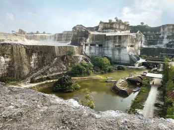 Panoramic view of river flowing through rocks