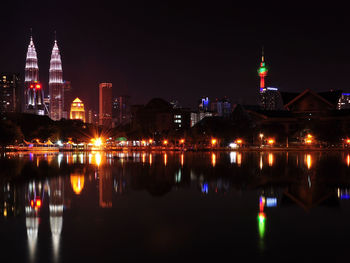 Illuminated city at night