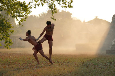 Martial arts of muay thai or thai boxing at thailand, muay thai at ayutthaya thailand