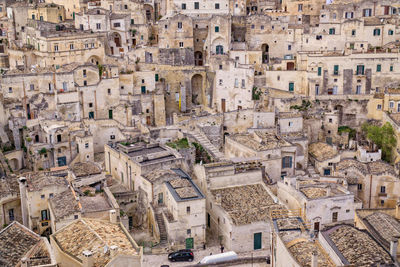 High angle view of buildings in city