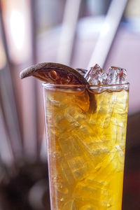 Close-up of glass of ice