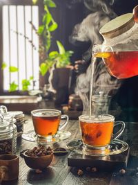 Close-up of tea served on table