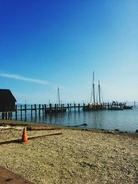 View of pier in sea