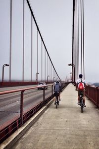 Suspension bridge over river