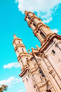 Low angle view of temple building against sky