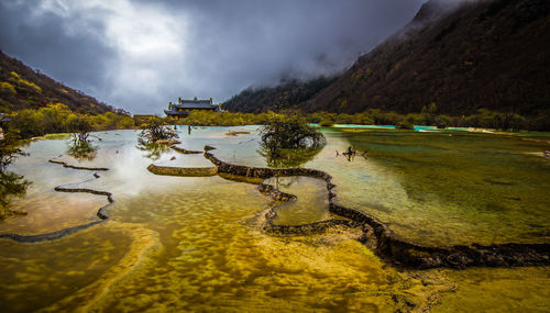 Scenic view of lake against sky