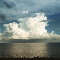 Scenic view of sea against cloudy sky