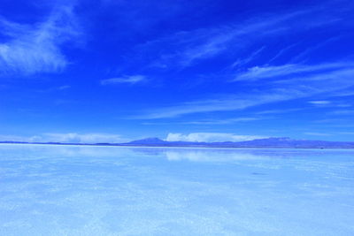 Scenic view of sea against blue sky