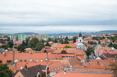 High angle view of townscape against sky