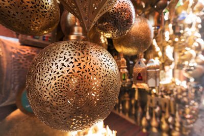 Close-up of christmas decoration hanging for sale