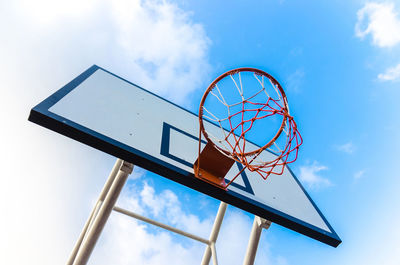 Low angle view of basketball hoop against sky