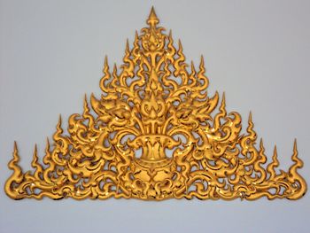 Close-up of carving on white background