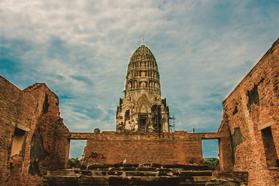 Low angle view of old building against sky