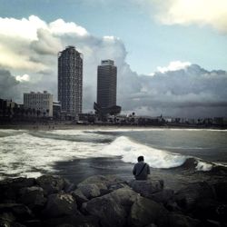View of sea against cloudy sky