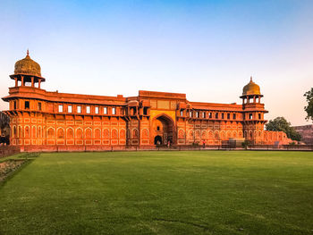 View of historic building against clear sky