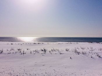 Scenic view of sea against clear sky