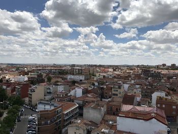 High angle view of townscape against sky