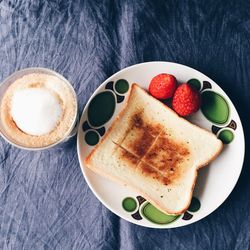 Directly above shot of breakfast on table