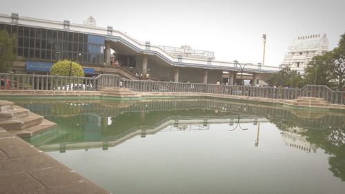 Reflection of building in water