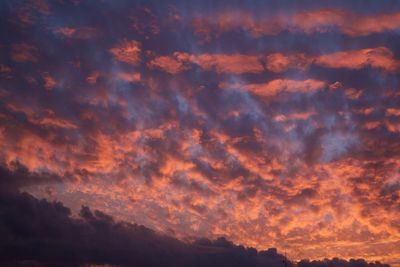 Low angle view of cloudy sky during sunset