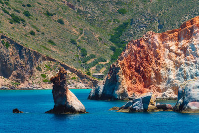 Scenic view of sea and rocks