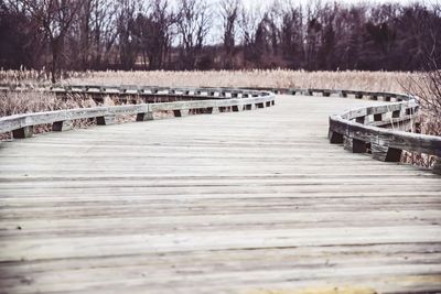 Surface level of wooden pier on footbridge