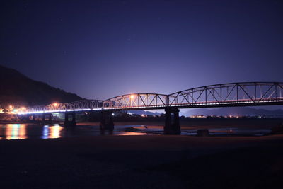 Bridge over river at night