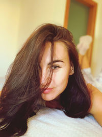 Portrait of beautiful woman at home