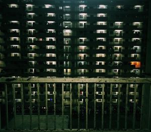 Full frame shot of modern building at night