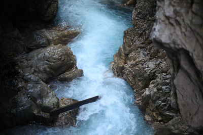 High angle view of waterfall