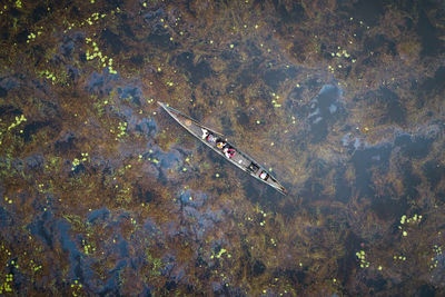 High angle view of boat in lake