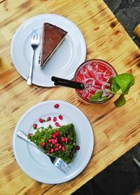 High angle view of food in plate