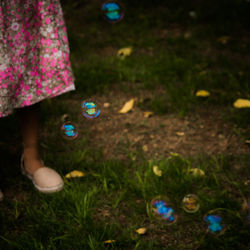 Low section of boy standing on grass