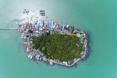 Aerial view of island in sea