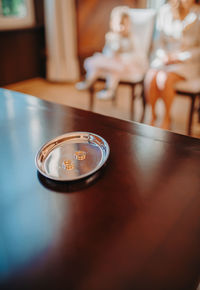 Close-up of trophy on table