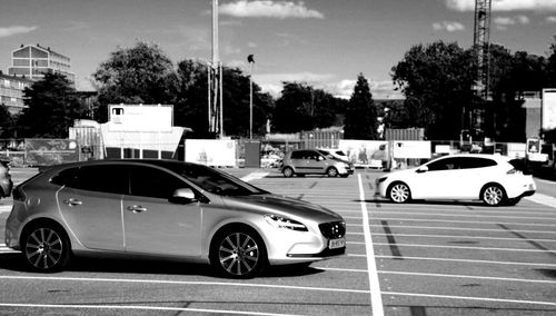 Cars parked on road