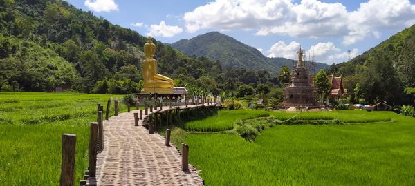 Panoramic view of temple against sky