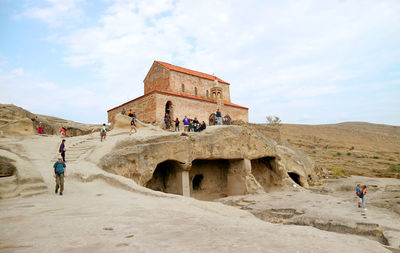 Low angle view of old ruins against sky