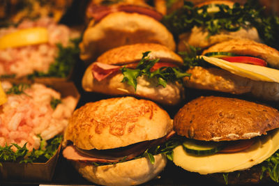 Close-up of buns on table