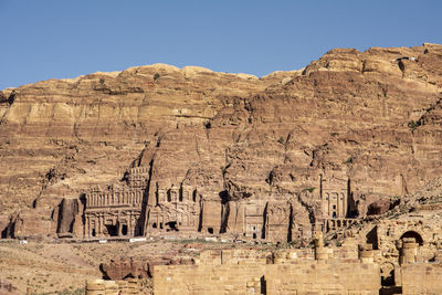 Panoramic view of rock formations against sky