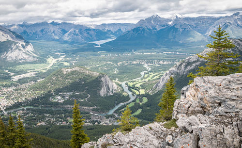 Beautiful alpine valley in canadian rockies,sulphur mountain, banff np,canada