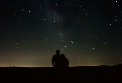 Silhouette of landscape at night