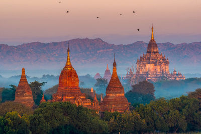 Panoramic view of temple building against sky