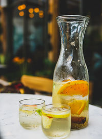 Close-up of drinks on table