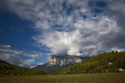Scenic view of landscape against cloudy sky