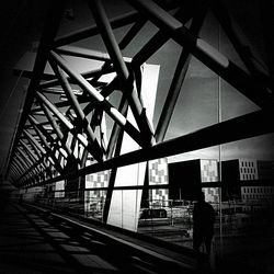 Woman at railroad station