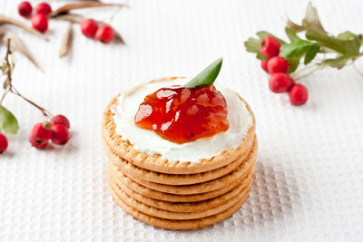 High angle view of dessert in plate