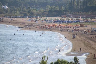 High angle view of people on beach