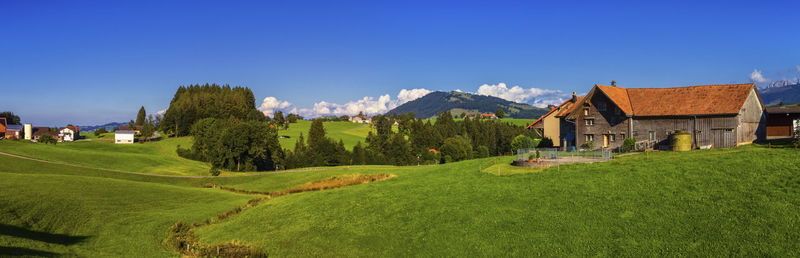 Appenzell landscape and farmhouse by beautiful day, switzerland