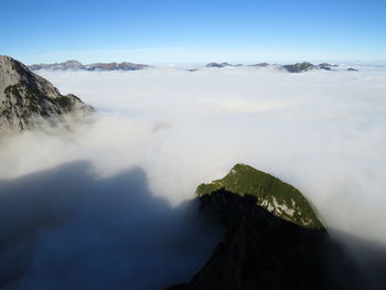 Scenic view of volcanic mountain against sky